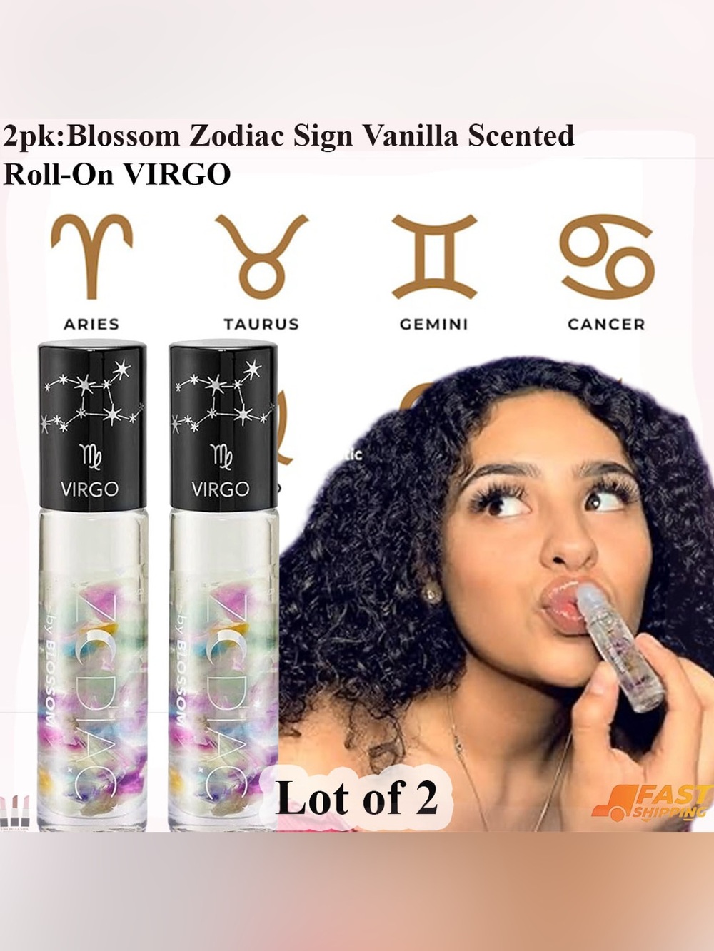 Virgo Vanilla Scented Lip Gloss Roll-On - 2 Pack - Iridescent